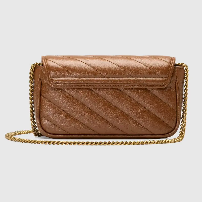 Túi Gucci GG Marmont Matelassé Super Mini Leather 'Brown' 476433-0OLFT-2535 - Ảnh 3
