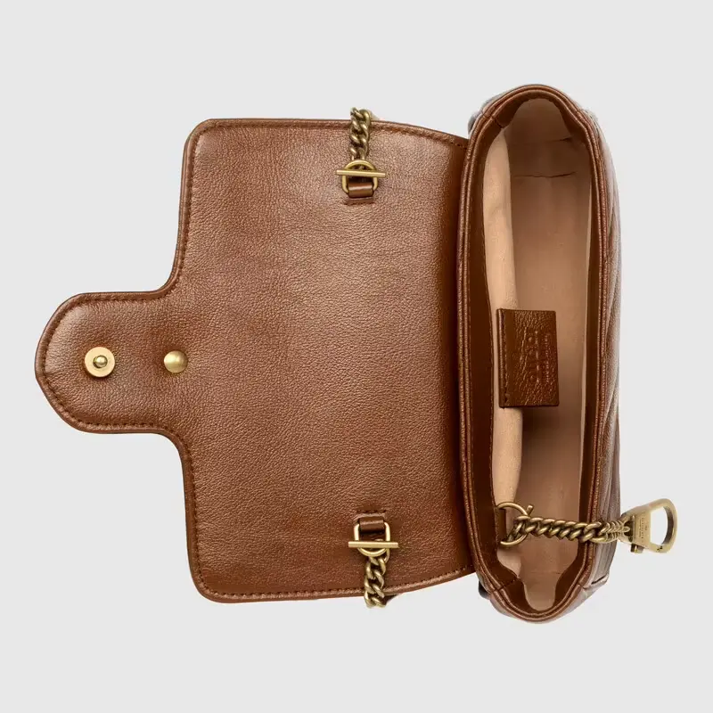 Alternative view of Túi Gucci GG Marmont Matelassé Super Mini Leather 'Brown' 476433-0OLFT-2535