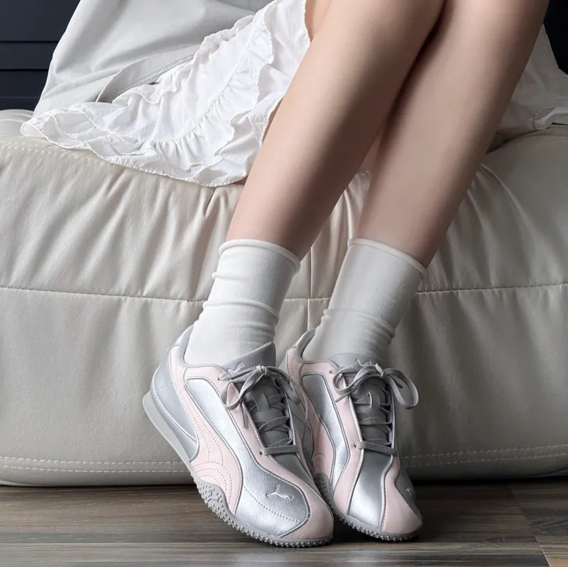 Alternative view of Giày Puma Bella V2 Leather ‘Silver & Pink’ 404043-03