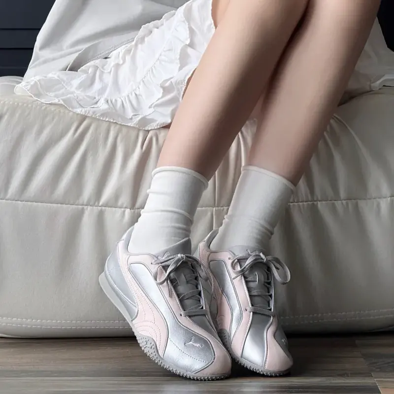 Alternative view of Giày Puma Bella V2 Leather ‘Silver & Pink’ 404043-03