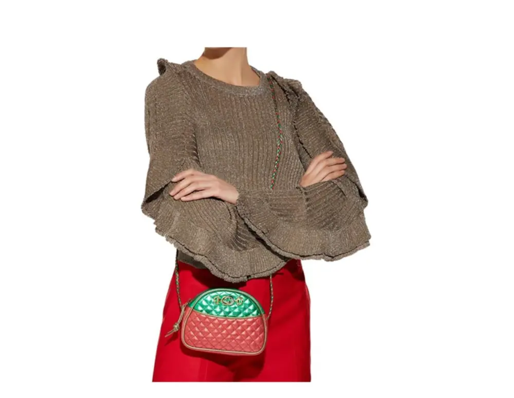 Túi Nữ Gucci Leather Shoulder Bag 'Green Red' 534951-0U14X-3862 - Ảnh 4