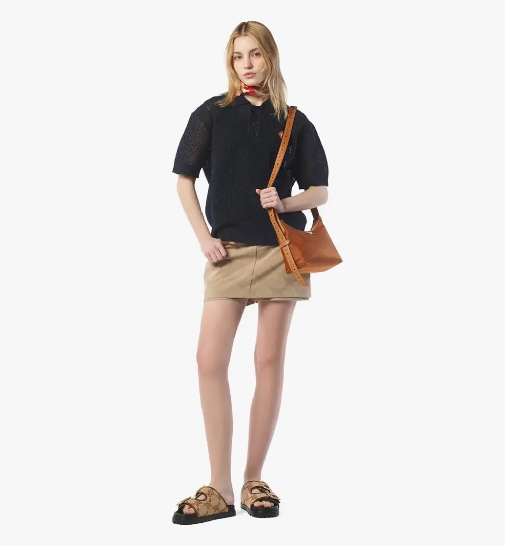 Alternative view of Túi MCM Aren Hobo in Recycled Nylon and Monogram 'Cognac' MWHFSTA09CO001