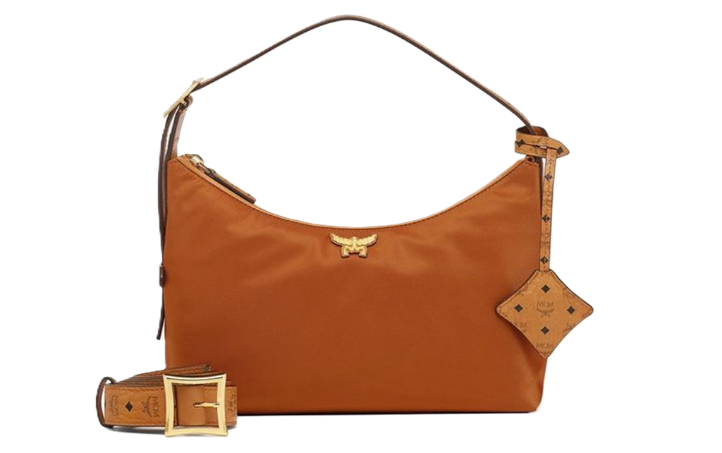Túi MCM Aren Hobo in Recycled Nylon and Monogram 'Cognac' MWHFSTA09CO001