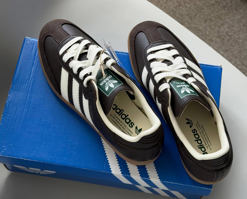 Giày Adidas Samba OG ‘Dark Brown White’ JR0891 - Ảnh 4