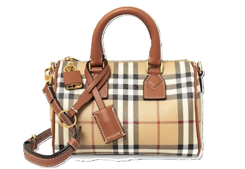 Túi Burberry Mini Check Bowling Bag 'Briar Brown' 80921301