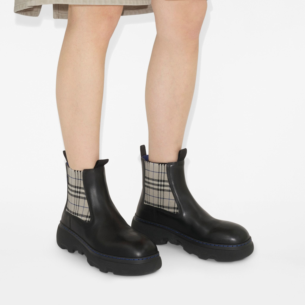 Alternative view of Giày Burberry Leather Creeper Low Chelsea Boots 'Black' 81022061