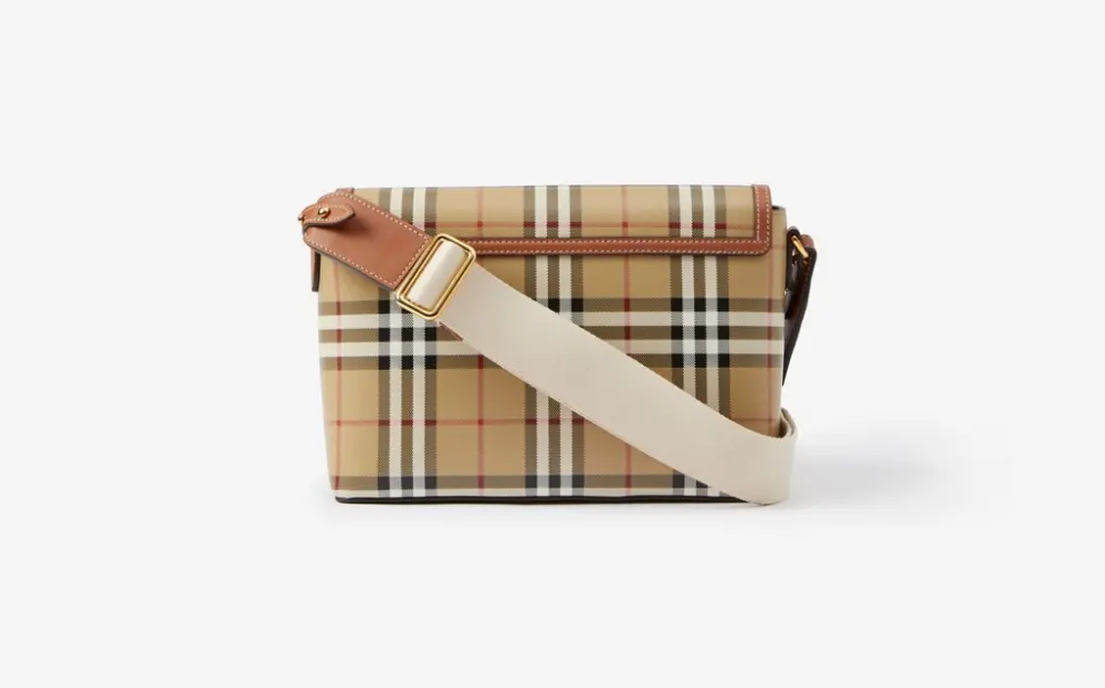 Túi Burberry Note Bag In Leather Check 'Briarwood' 80662261 - Ảnh 4