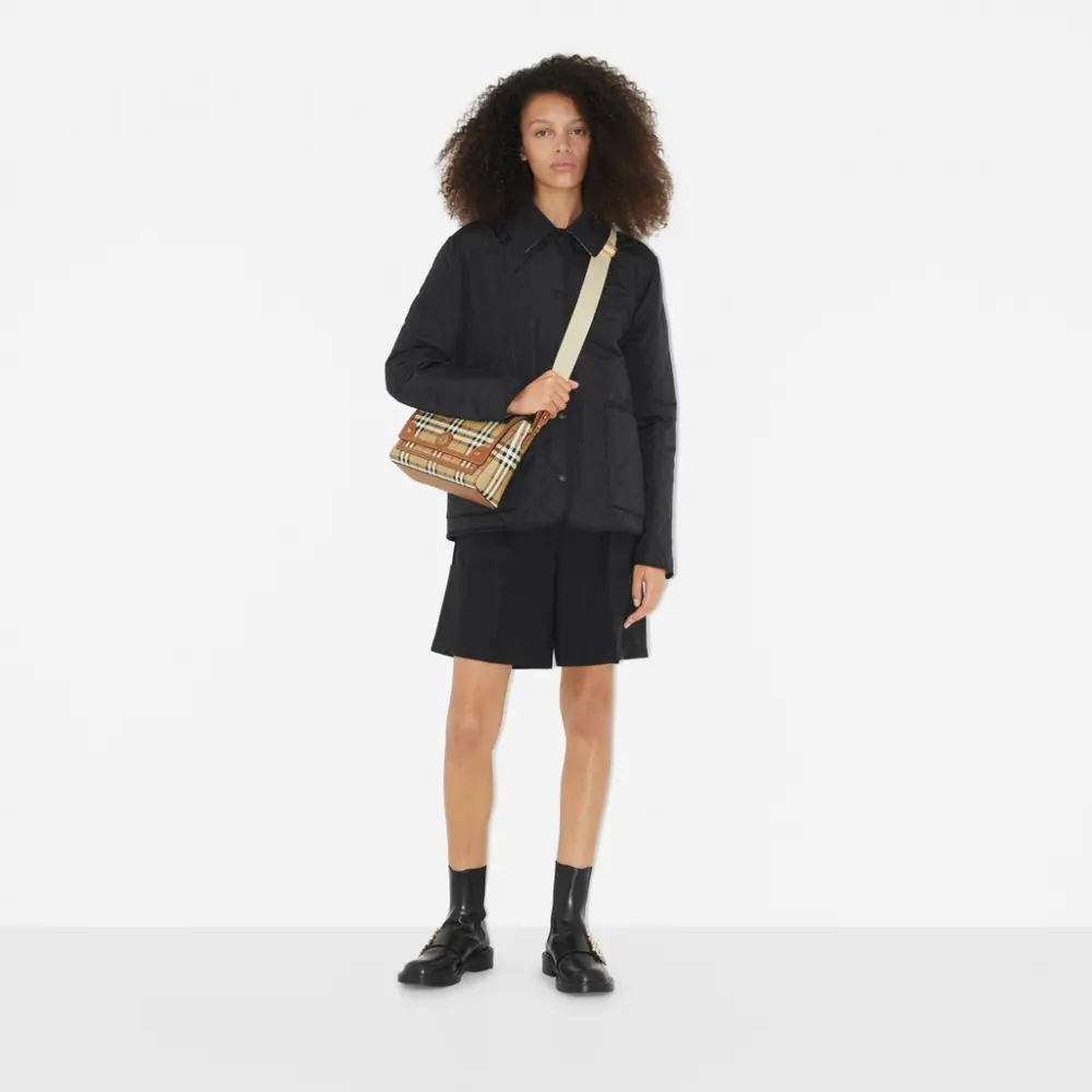 Alternative view of Túi Burberry Note Bag In Leather Check 'Briarwood' 80662261