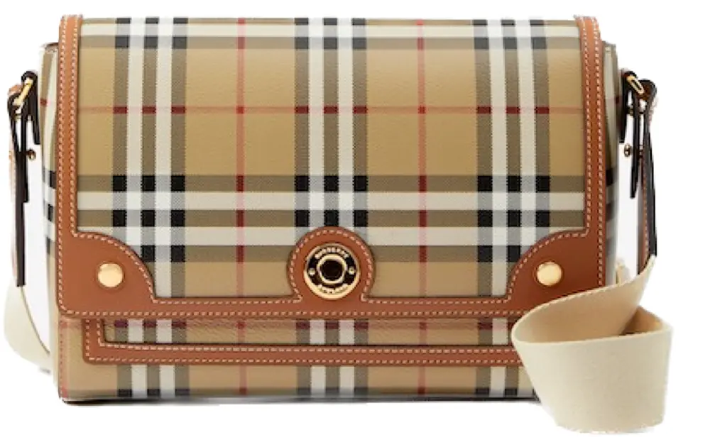 Túi Burberry Note Bag In Leather Check 'Briarwood' 80662261