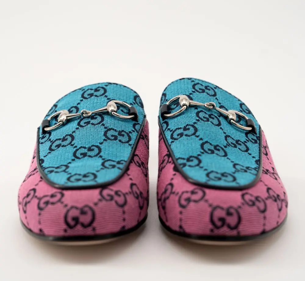 Giày Nữ Gucci Princetown GG Mules Slippe 'Blue Pink' - Ảnh 3