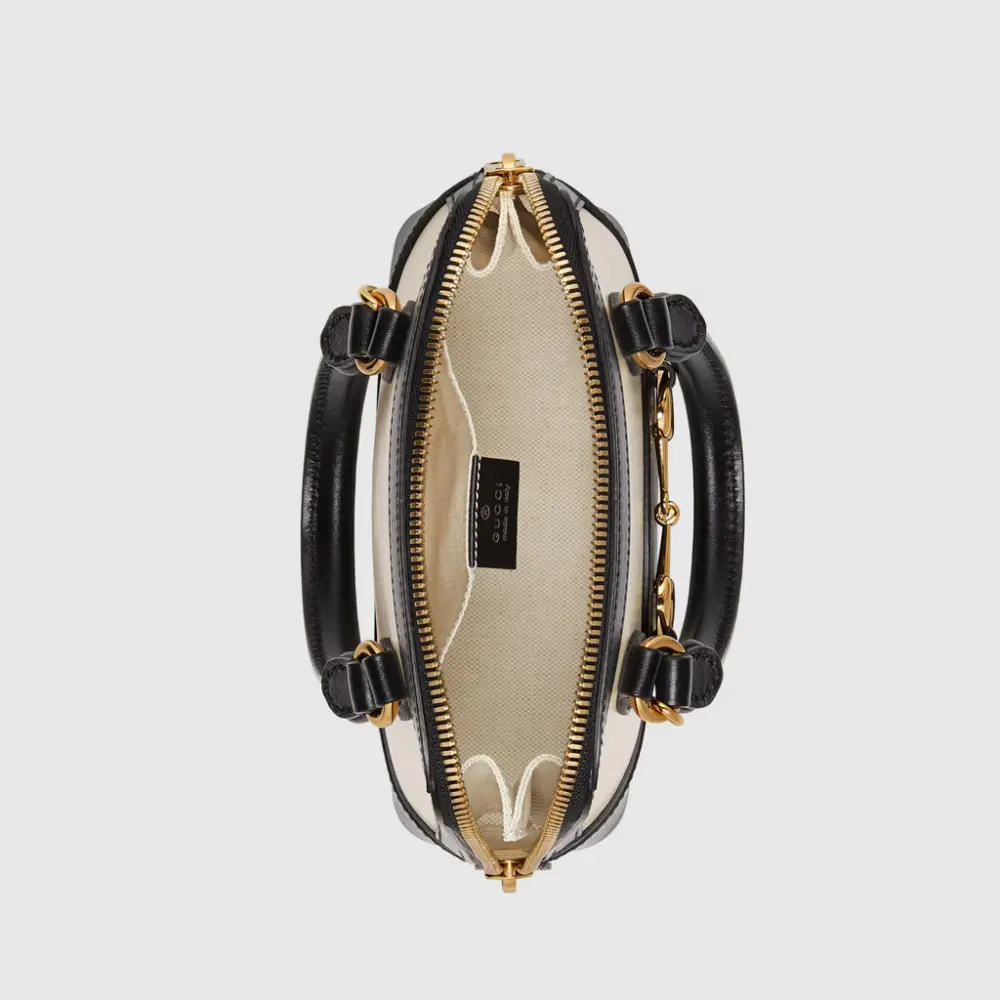 Túi Gucci Horsebit 1955 Mini Shoulder 'Beige-Black' 640716-1D6QG-9099 - Ảnh 6