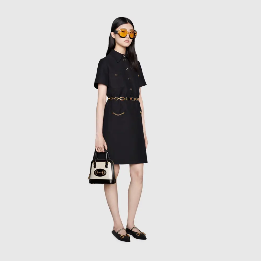 Túi Gucci Horsebit 1955 Mini Shoulder 'Beige-Black' 640716-1D6QG-9099 - Ảnh 7