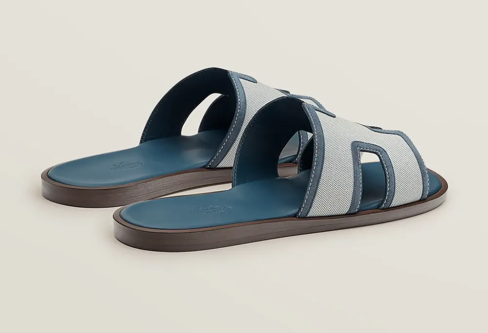 Dép Hermes Izmir Canvas Sandal 'Blue' H221821ZHB1395 - Ảnh 3