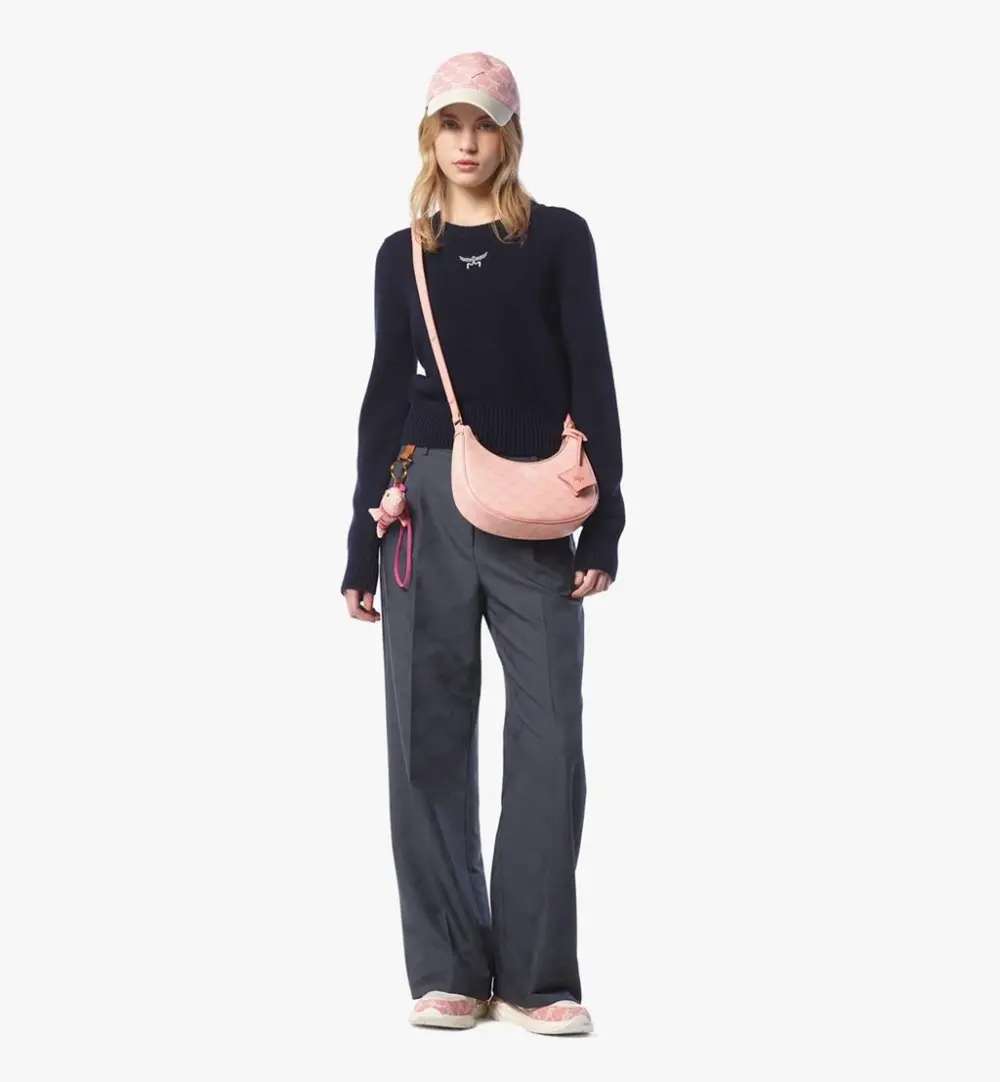 Túi MCM Himmel Ascending Moon Hobo in Lauretos 'Silver Pink' MWHFSAC02P6001 - Ảnh 5