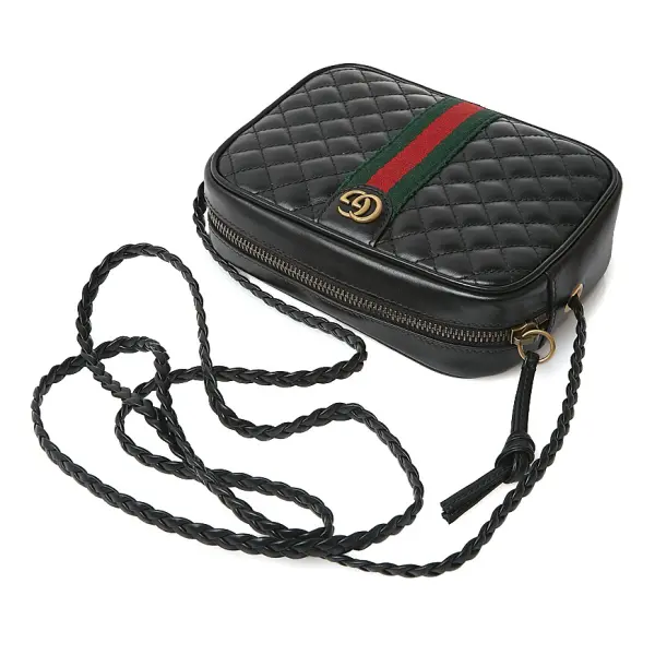 Túi Gucci Plain Leather Crossbody Logo Shoulder Bags 'Black' 536441-0YKAT-1060 - Ảnh 7