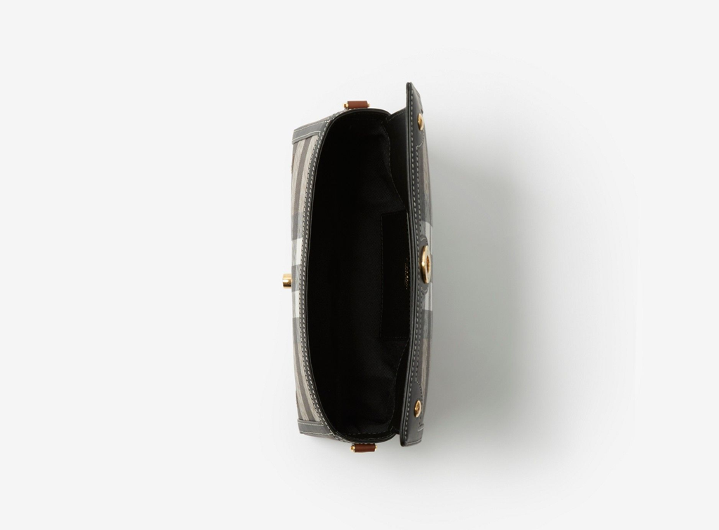 Túi Burberry Note Leather Check Handbag 'Dark Brown Birch' 80661671 - Ảnh 3