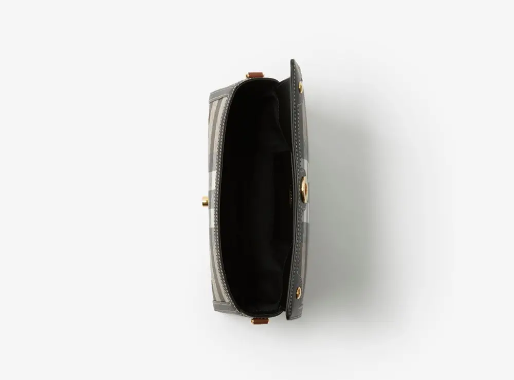 Túi Burberry Note Leather Check Handbag 'Dark Brown Birch' 80661671 - Ảnh 3