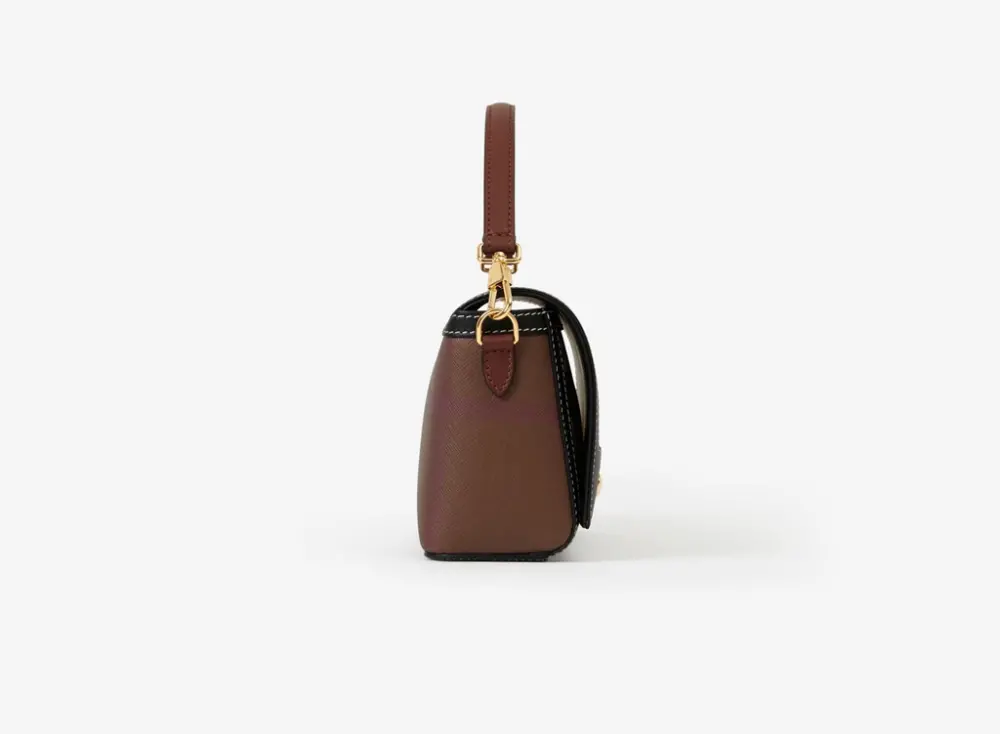Túi Burberry Note Leather Check Handbag 'Dark Brown Birch' 80661671 - Ảnh 4