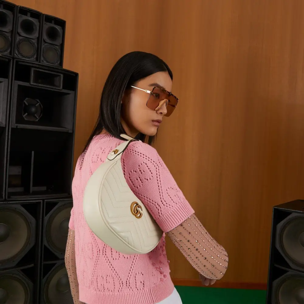 Túi Gucci GG Marmont Half Moon Shaped Mini Bag 'White' 699514-DTDHT-9022 - Ảnh 9