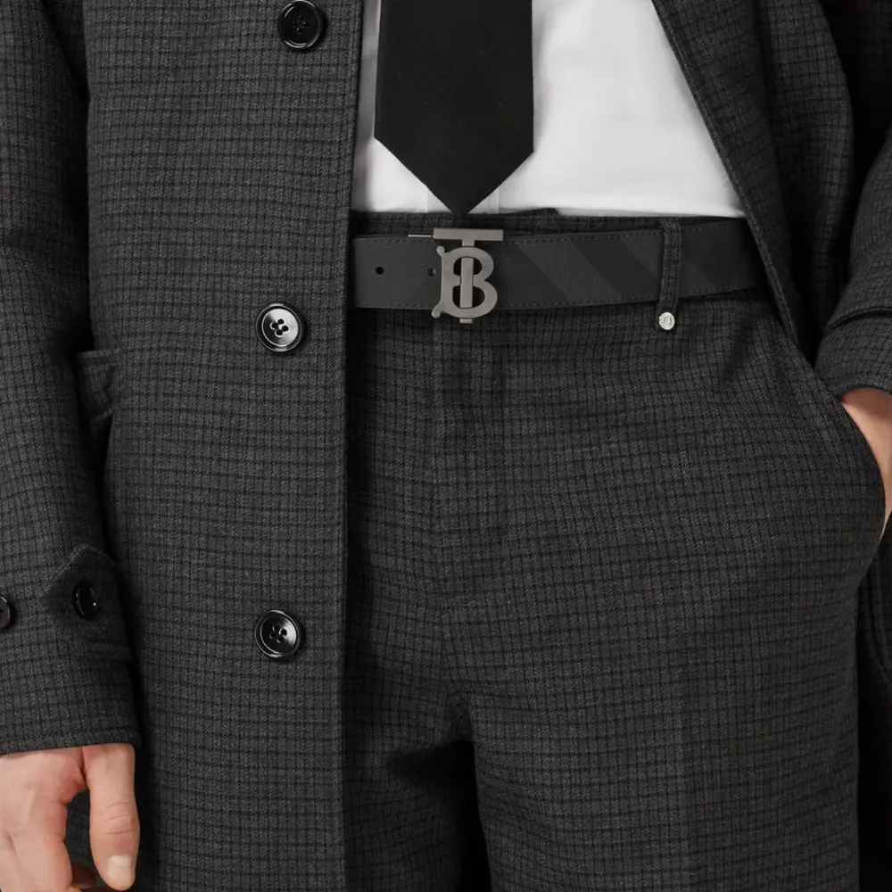 Thắt Lưng Nam Burberry Check and Smooth Leather 'Navy' 80653391 - Ảnh 5