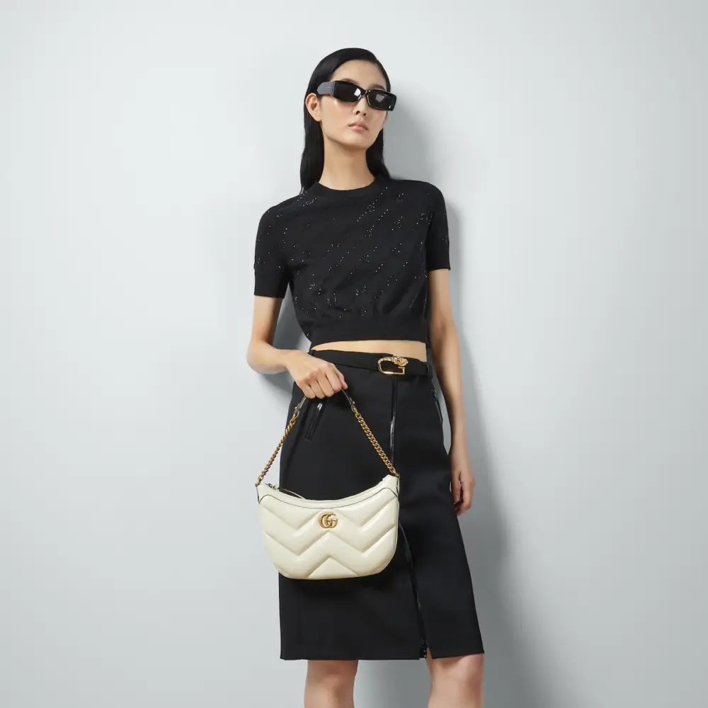 Túi Gucci GG Marmont Small Shoulder Bag 'White Leather' 777263-AAC74-9206 - Ảnh 6