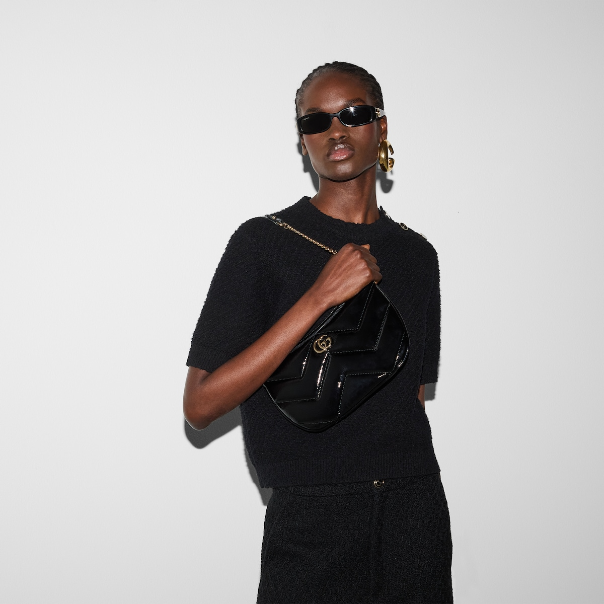 Túi Gucci GG Marmont Small Shoulder Bag 'Black Patent' 777263-0AABA-1000 - Ảnh 8