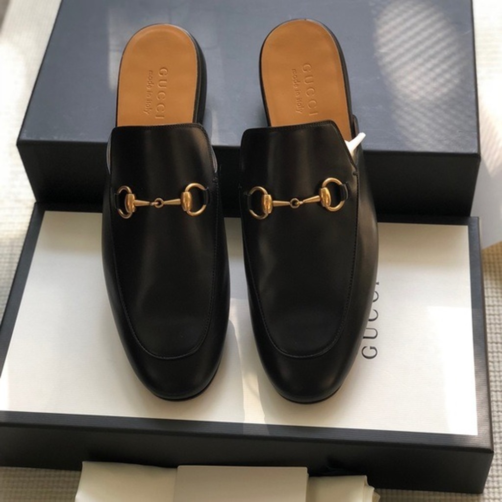 Giày Gucci Princetown Leather Slipper 426219-BLM00-1000 - Ảnh 4