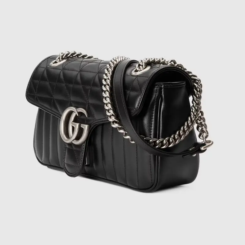 Alternative view of Túi Gucci GG Marmont Small Shoulder 'Black Leather' 443497-UM8AN-1000