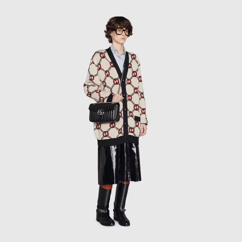 Túi Gucci GG Marmont Small Shoulder 'Black Leather' 443497-UM8AN-1000 - Ảnh 6
