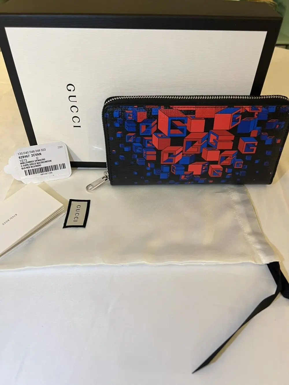 Ví Gucci Square G Space Print Zip Around Wallet 'Black' 628467-2CVAN-1073 - Ảnh 3