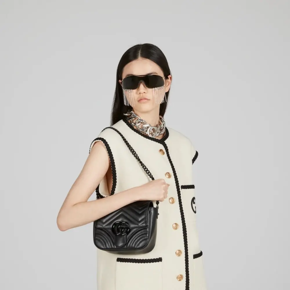 Túi Gucci GG Marmont Matelassé Shoulder Bag 'Black' 739681-AABS1-1000 - Ảnh 9