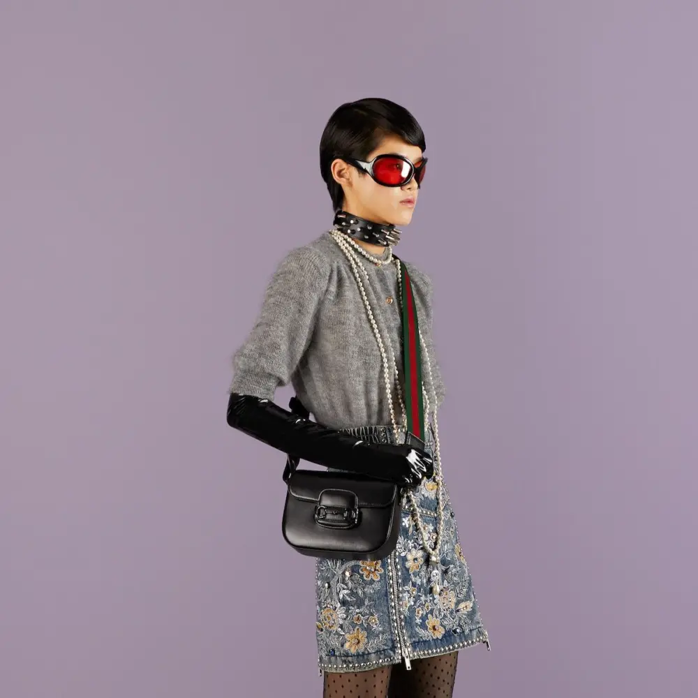 Túi Gucci Horsebit 1955 Small Shoulder Bag 'Black' 726226-AABE1-1060 - Ảnh 7