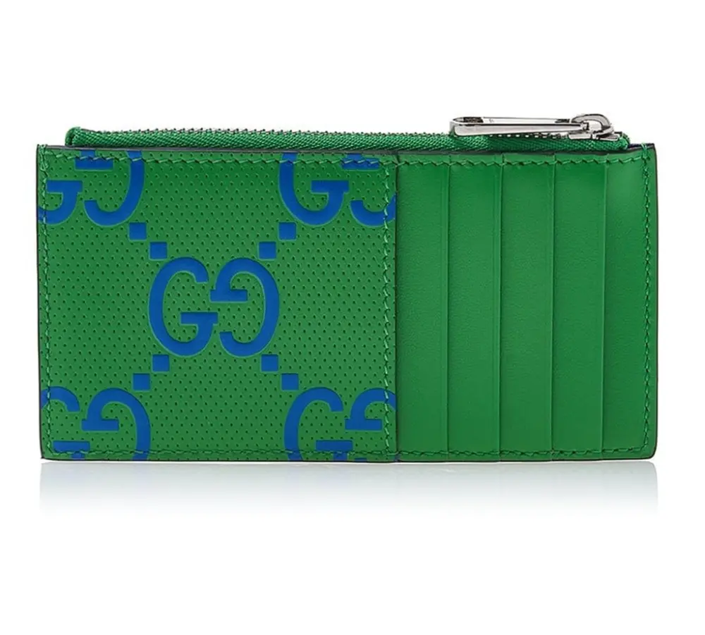 Alternative view of Ví Gucci Zipper Leather Card Holder 'Green' 725550-AABCZ-3148