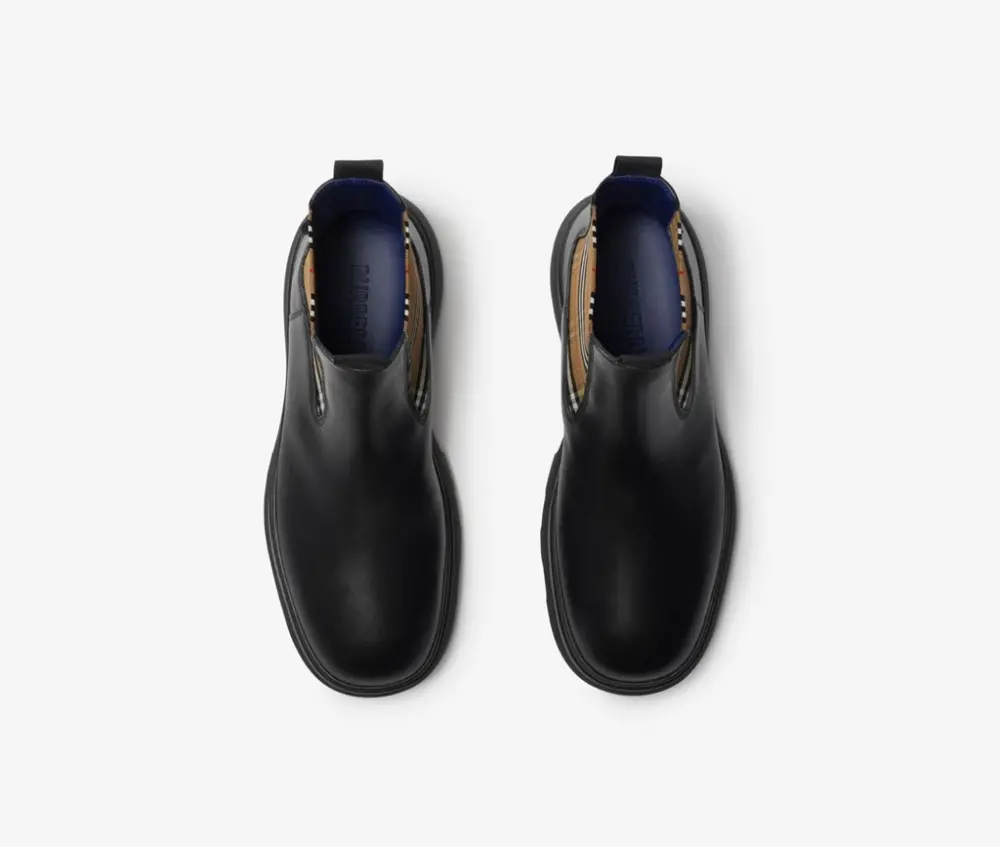 Giày Burberry Leather Creeper Low Chelsea Boots 'Black' 81051831 - Ảnh 4