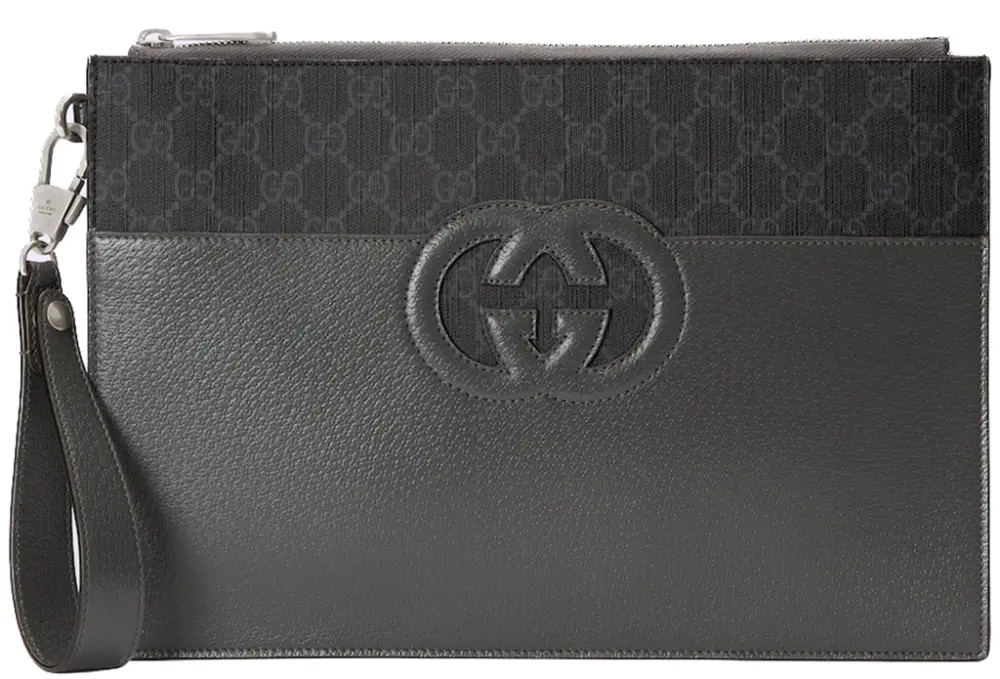 Túi Nam Gucci Pouch With Cut-out Interlocking G 'Black' 723320-K9GSN-1151