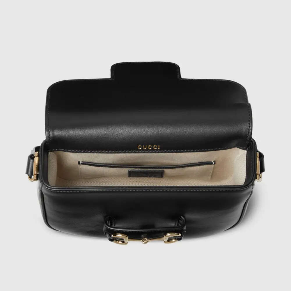 Túi Gucci Horsebit 1955 Soft Mini Shoulder Bag 'Black' 815205-AAEFH-1000 - Ảnh 3