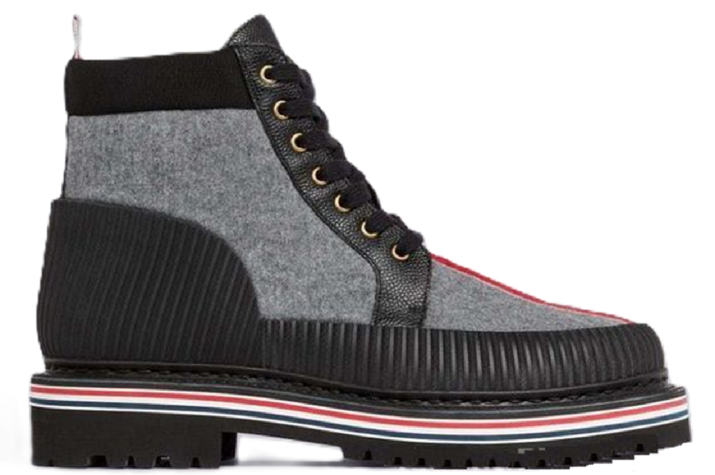 Giày Thom Browne Wool Short Boot 'Mid Grey Stripe' MFB188A-07548-035