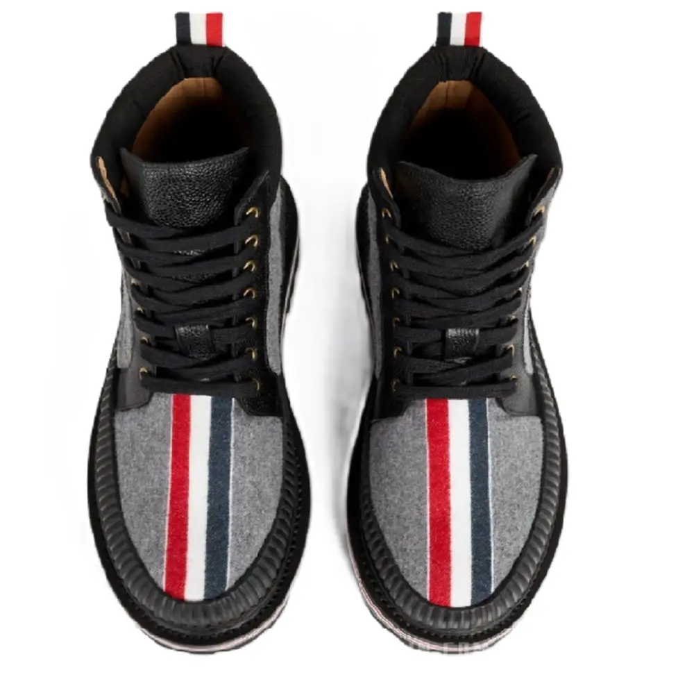 Giày Thom Browne Wool Short Boot 'Mid Grey Stripe' MFB188A-07548-035 - Ảnh 4