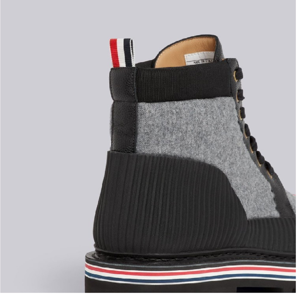 Alternative view of Giày Thom Browne Wool Short Boot 'Mid Grey Stripe' MFB188A-07548-035