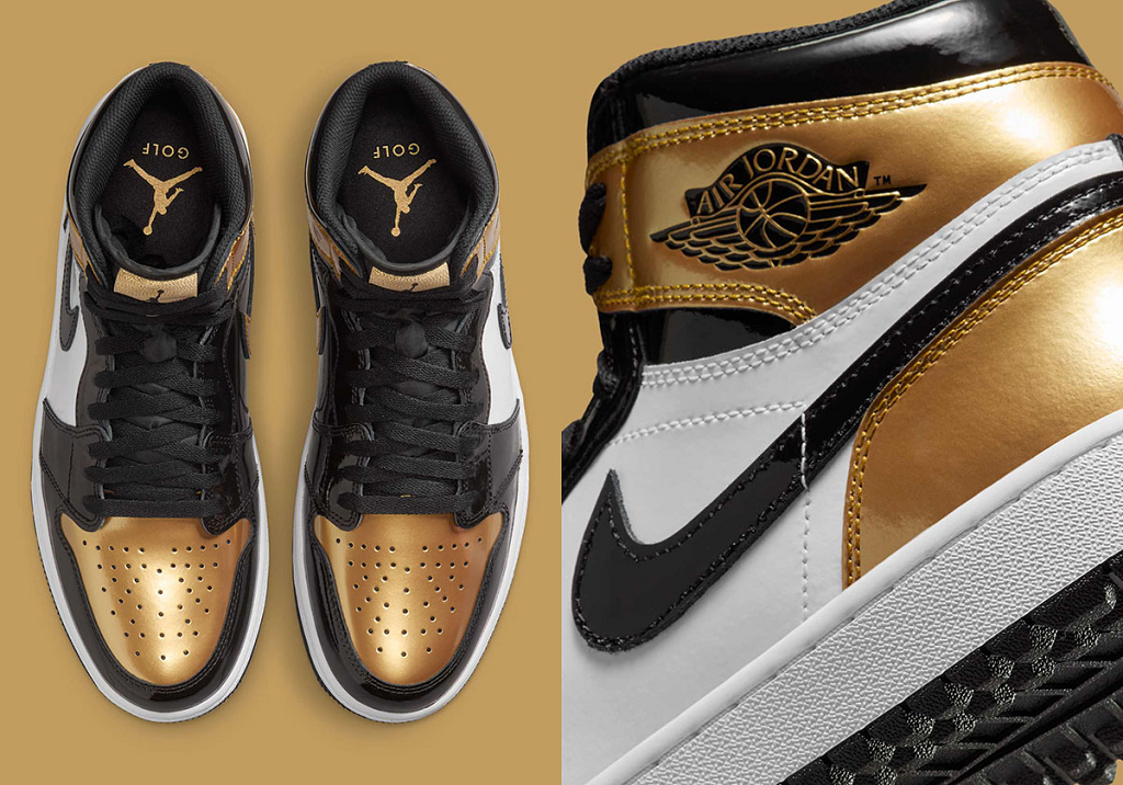 Alternative view of Giày Nike Jordan 1 Retro High Golf 'Patent Gold Toe' DQ0660-002