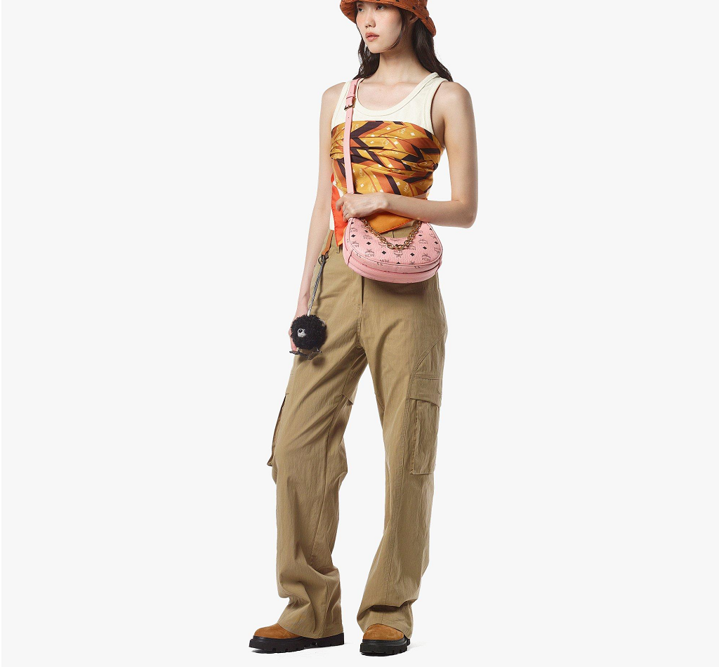 Túi MCM Aren Crescent Hobo Bag in Visetos 'Soft Pink' MWHFATA02PZ001 - Ảnh 3