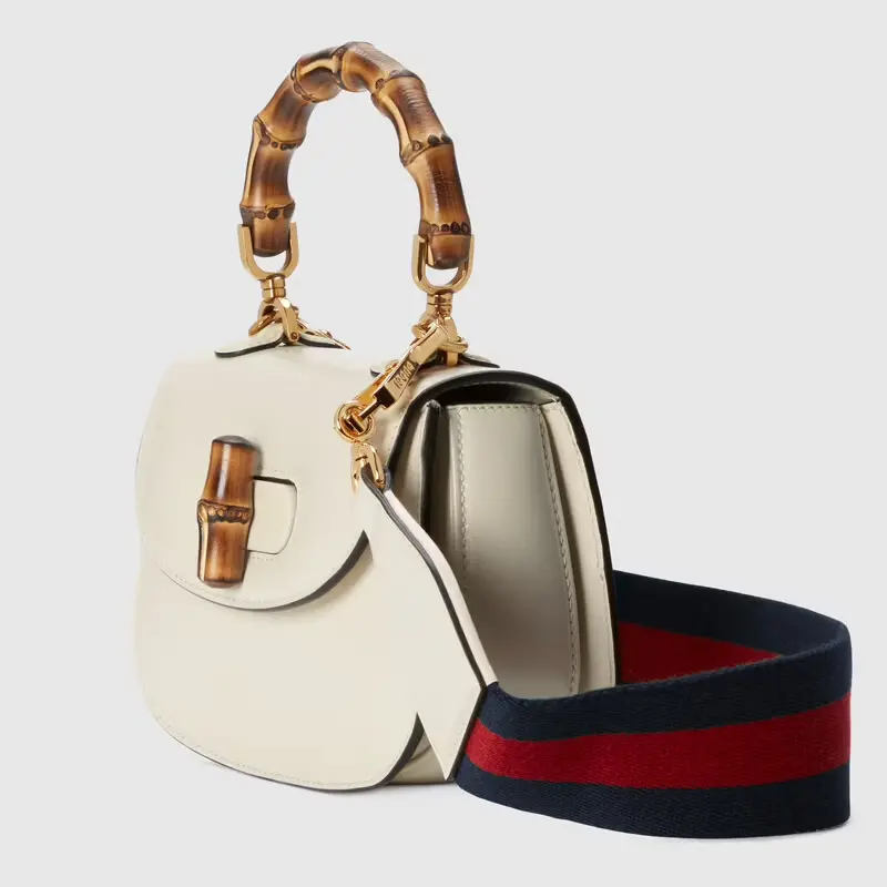 Túi Gucci Mini Top Handle With Bamboo 'White Leather' 686864-10ODT-8454 - Ảnh 7