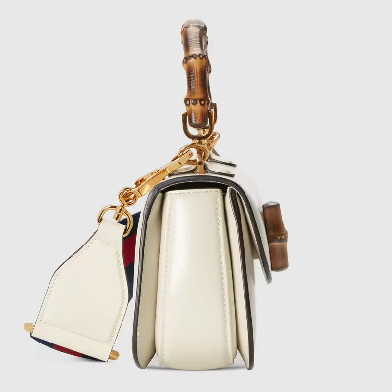Túi Gucci Mini Top Handle With Bamboo 'White Leather' 686864-10ODT-8454 - Ảnh 5
