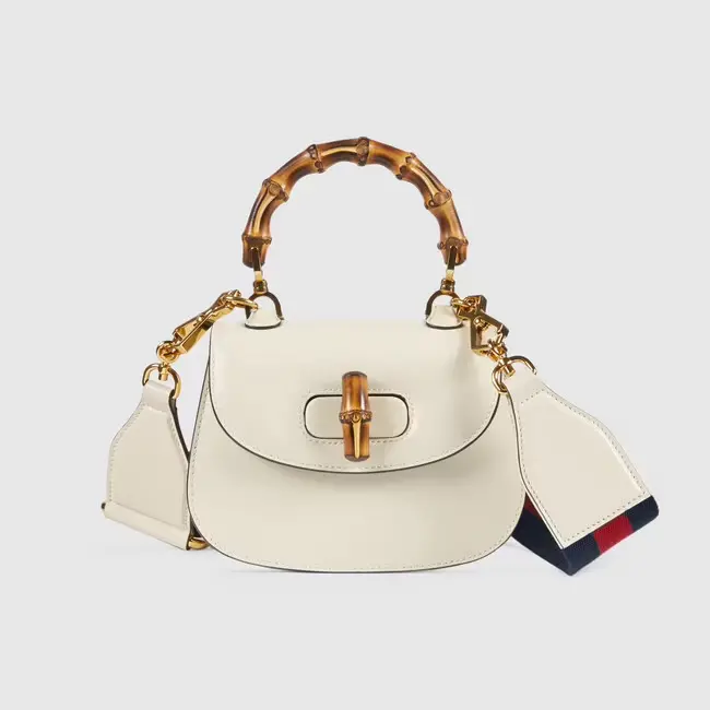 Alternative view of Túi Gucci Mini Top Handle With Bamboo 'White Leather' 686864-10ODT-8454
