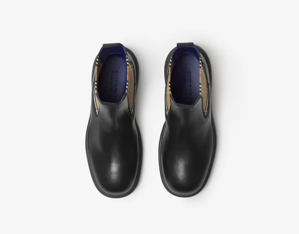 Giày Burberry Leather Creeper Low Chelsea Boots 'Black' 81051861 - Ảnh 5