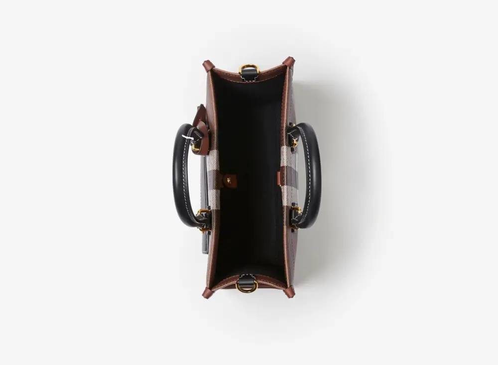 Alternative view of Túi Burberry Check Leather Mini Freya Tote 'Dark Birch Brown' 80696611