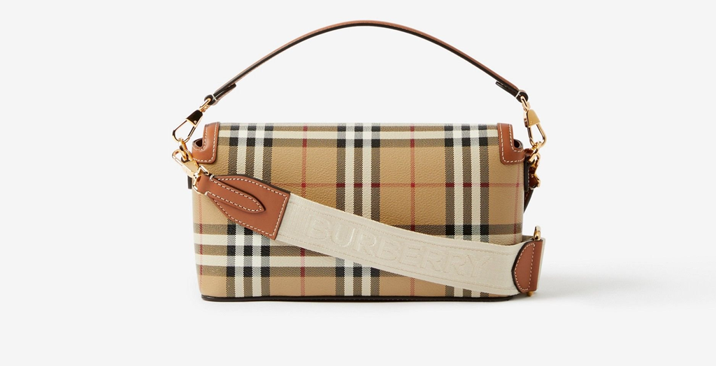 Túi Burberry Note Leather Check Handbag 'Briarwood' 80661651 - Ảnh 4