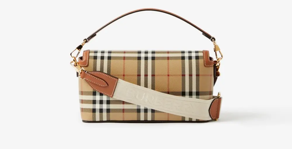 Túi Burberry Note Leather Check Handbag 'Briarwood' 80661651 - Ảnh 4