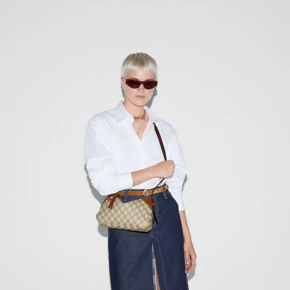 Túi Nữ Gucci GG Emblem Small Shoulder Bag 'Beige' 815218-FAEAA-9762 - Ảnh 7
