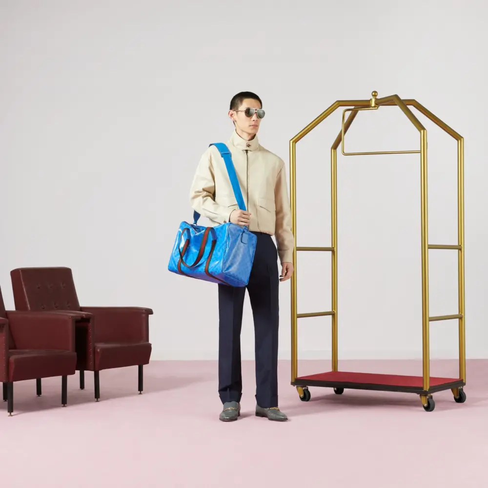 Túi Gucci Large Duffle Bag With Web 'Blue' 758664-FACK6-4353 - Ảnh 5
